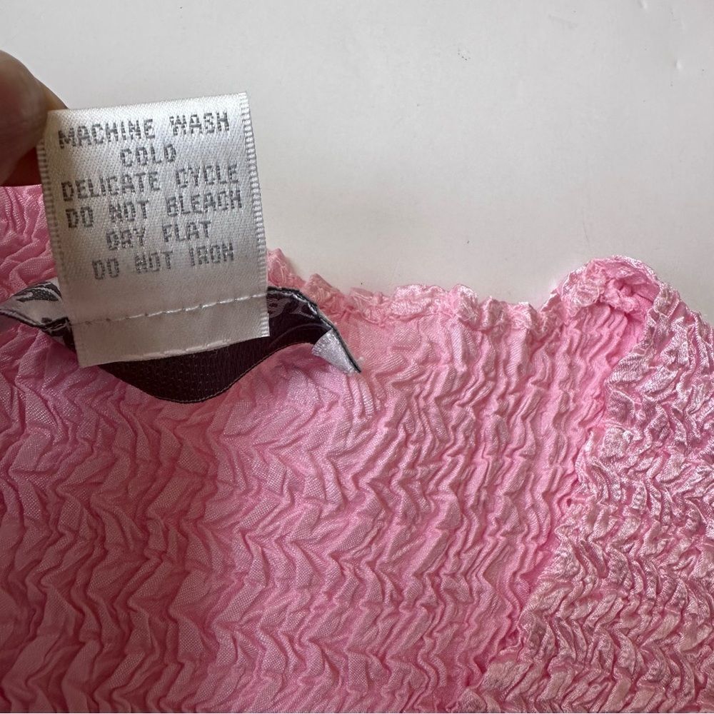 Vintage Dress Barn Womens Tank Top Large Pink Crinkle‎ Stretch Fairy Grunge Y2K - Picture 5 of 7